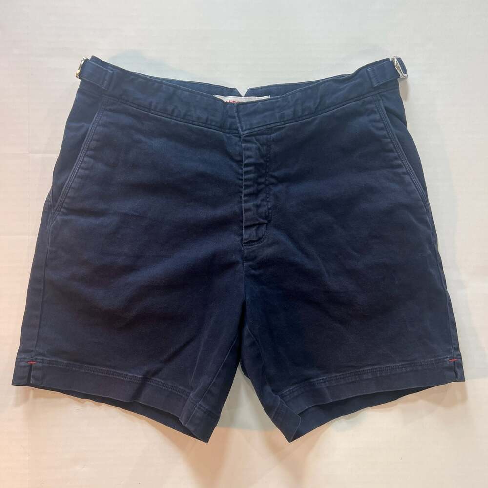 Orlebar Brown Bulldog Cotton Stretch Chino Shorts in Navy, Size 28